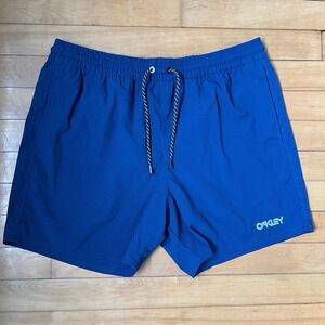 Oakley Hydrolix Mens Blue Micro Check Board Shorts Swim Trunks Size Large